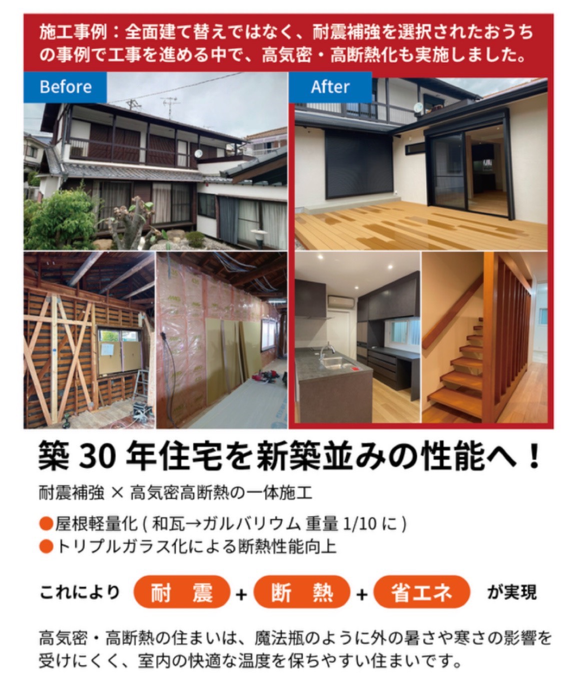 築30年住宅を新築並みの性能へ！